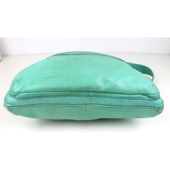 Fossil AQUA GREEN GENUINE LEATHER CONVERTIBLE TAN TOP HANDLE SHOULDER BAG TOTE - Picture 6 of 14
